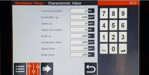 Tribotouch developer menu